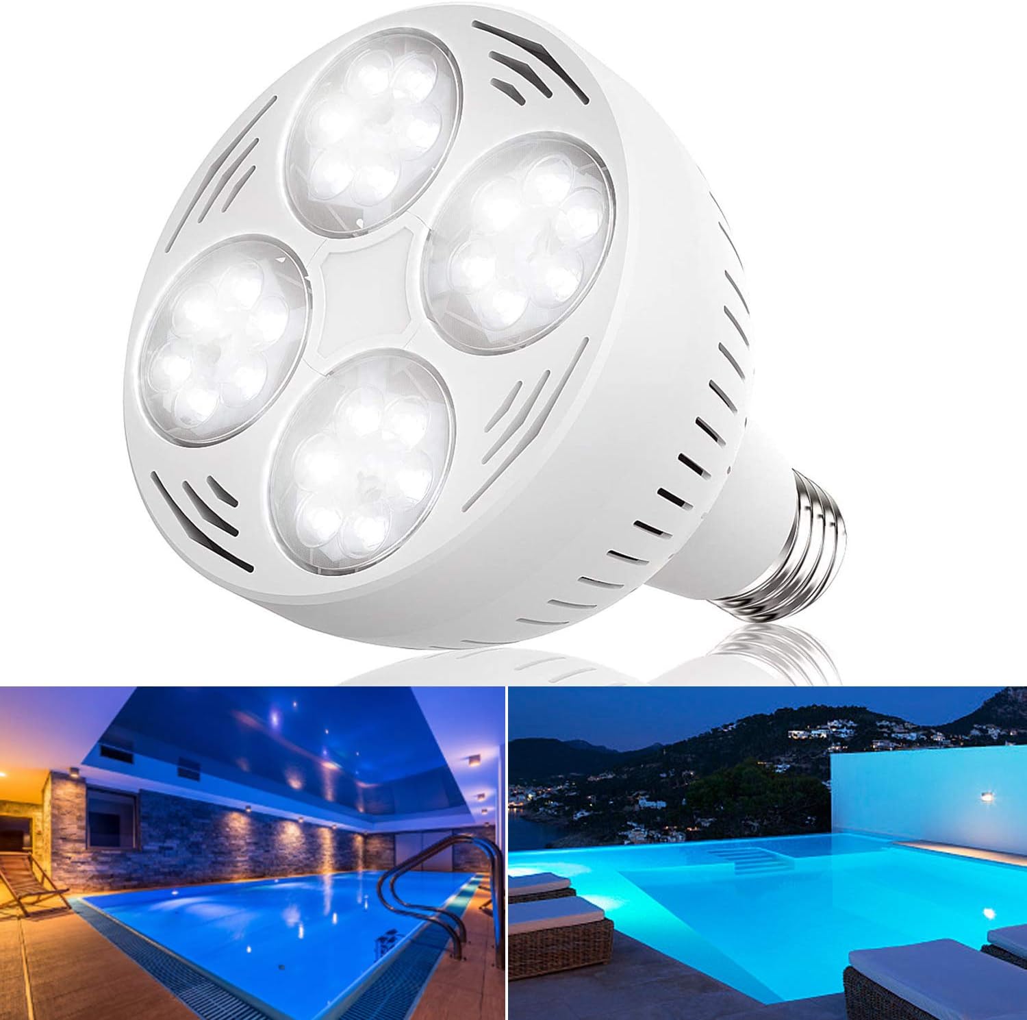 Bonbo 120V 50W LED Pool Light Bulb 6000k White Light Daylight LED Swimming Pool Light Bulb E26 Base 300-600W Traditional Bulb Replacement for Most Pentair Hayward Light Fixture
