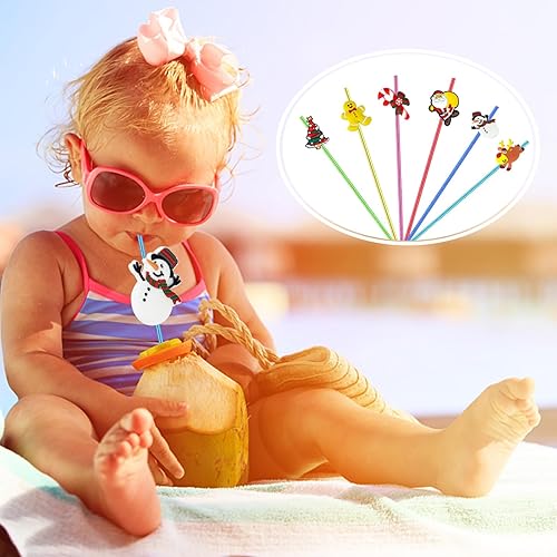 Miniatura 6 de 24 regalos de fiesta de Navidad, pajitas de Navidad, regalos de aula, regalos para niños y adultos, suministros de fiesta de Navidad con 2 cepillos