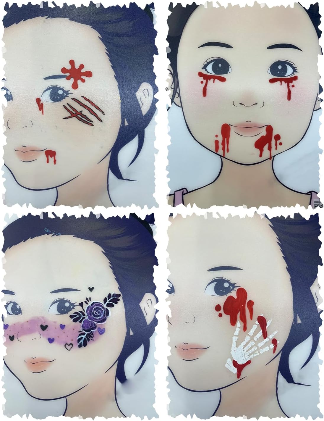45pcs Face Paint Stencils Kits,Including 32pcs Reusable Face Painting Stencils,5pcs Face Paint Brushes with 4 Sponge,4 Sheet Self Adhesive Gem Rhinestone Stickers