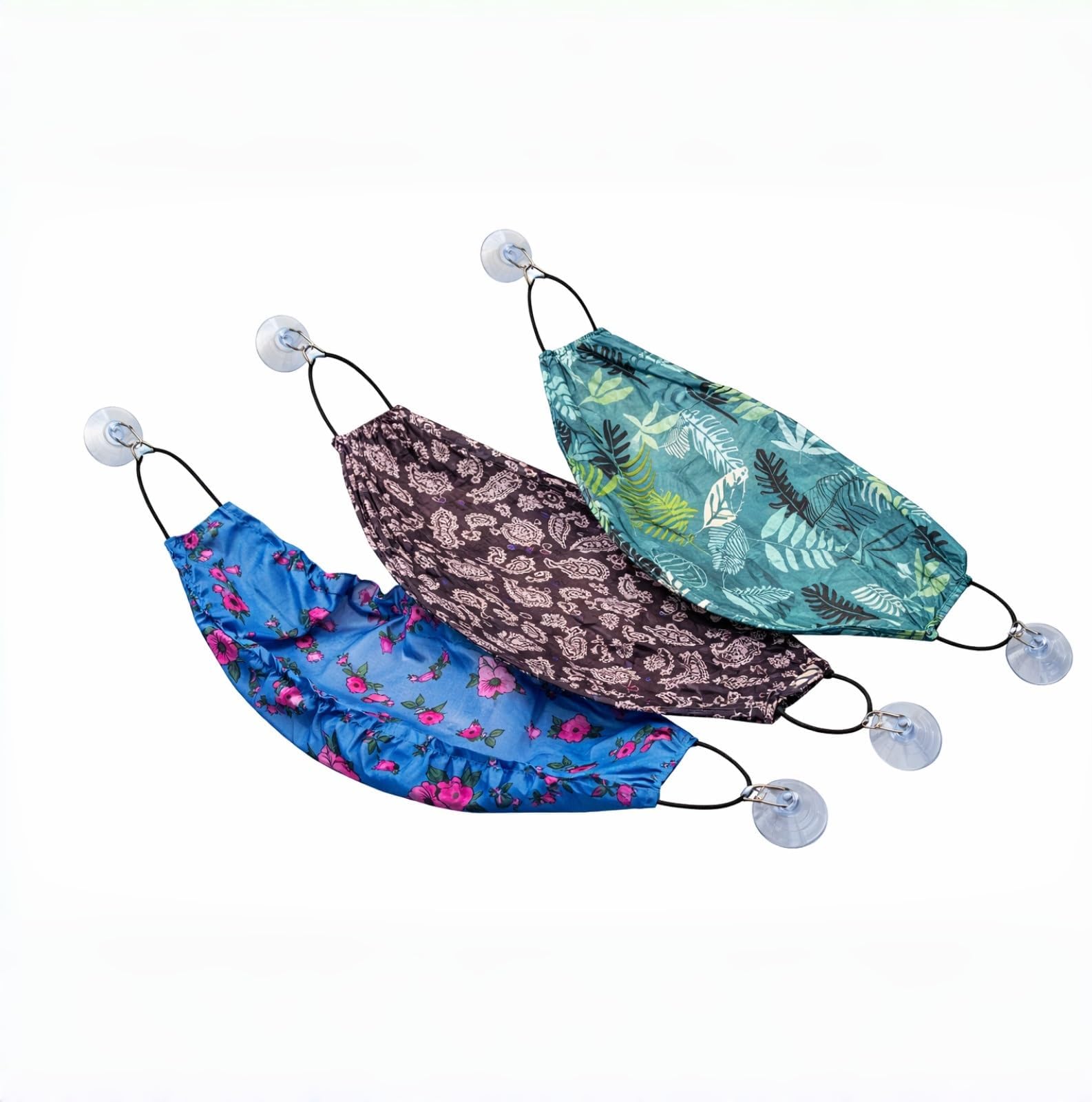 Reptile Hammock Set 3 Pack, Hanging Lounger with Suction Cups for Terrariums, Resting Accessories for Small Reptiles(A,Medium)