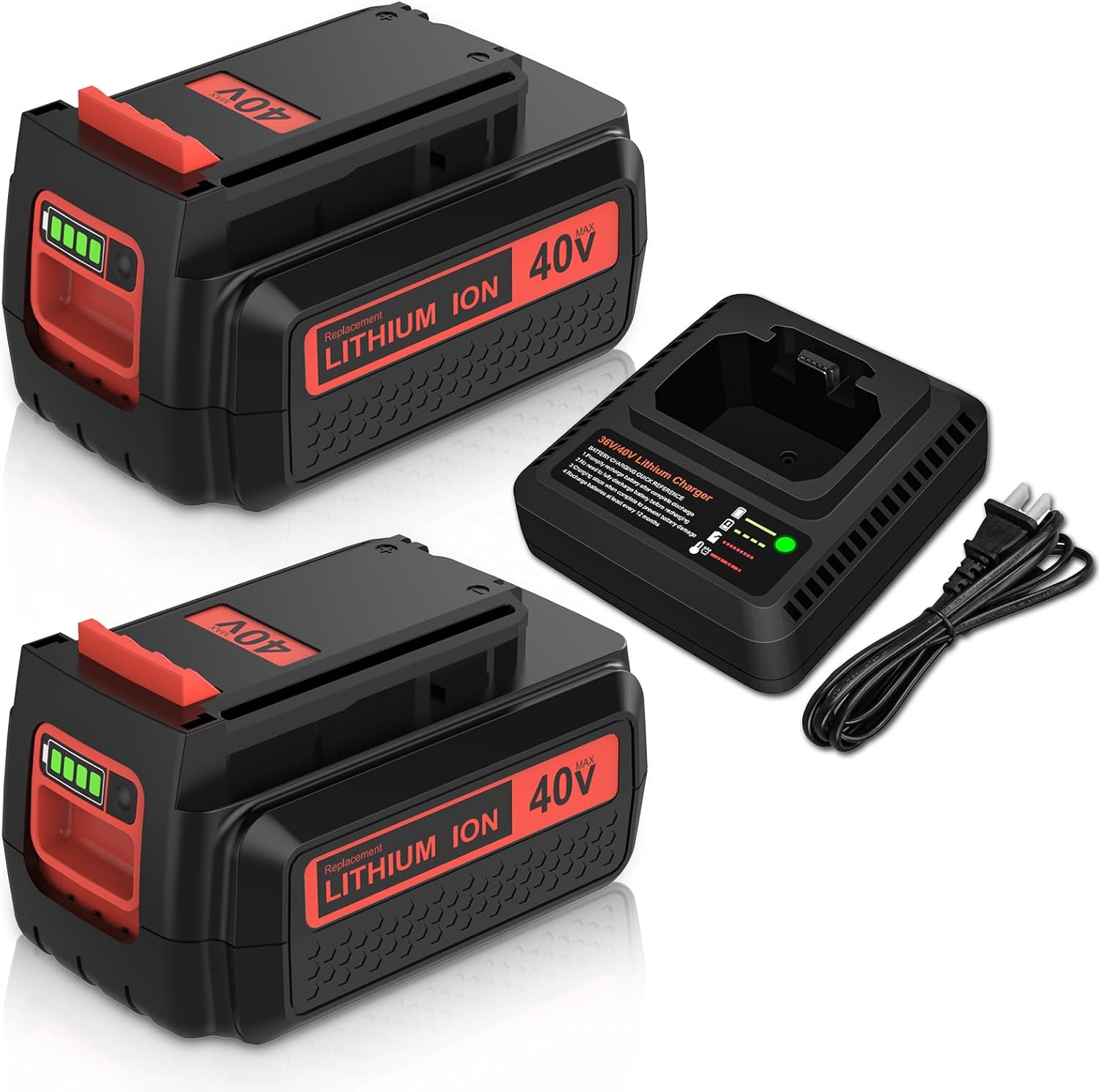 2Pack 40 Volt MAX 3.6Ah Lithium ion Replacement Battery Compatible with Black and Decker 40V Battery LBX2040 LBXR36 LBXR2036 LST540 LCS1240 LBX1540 LST136W 40V Cordless Power Tools Battery (Orange)