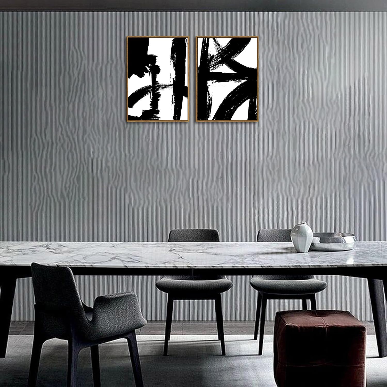 Yolbcdr Framed Wall Art Abstract Canvas Wall Art Set of 2 Black White Decor Pictures Modern Print Artwork for Bedroom Living Room Office 16x24 inch Framed