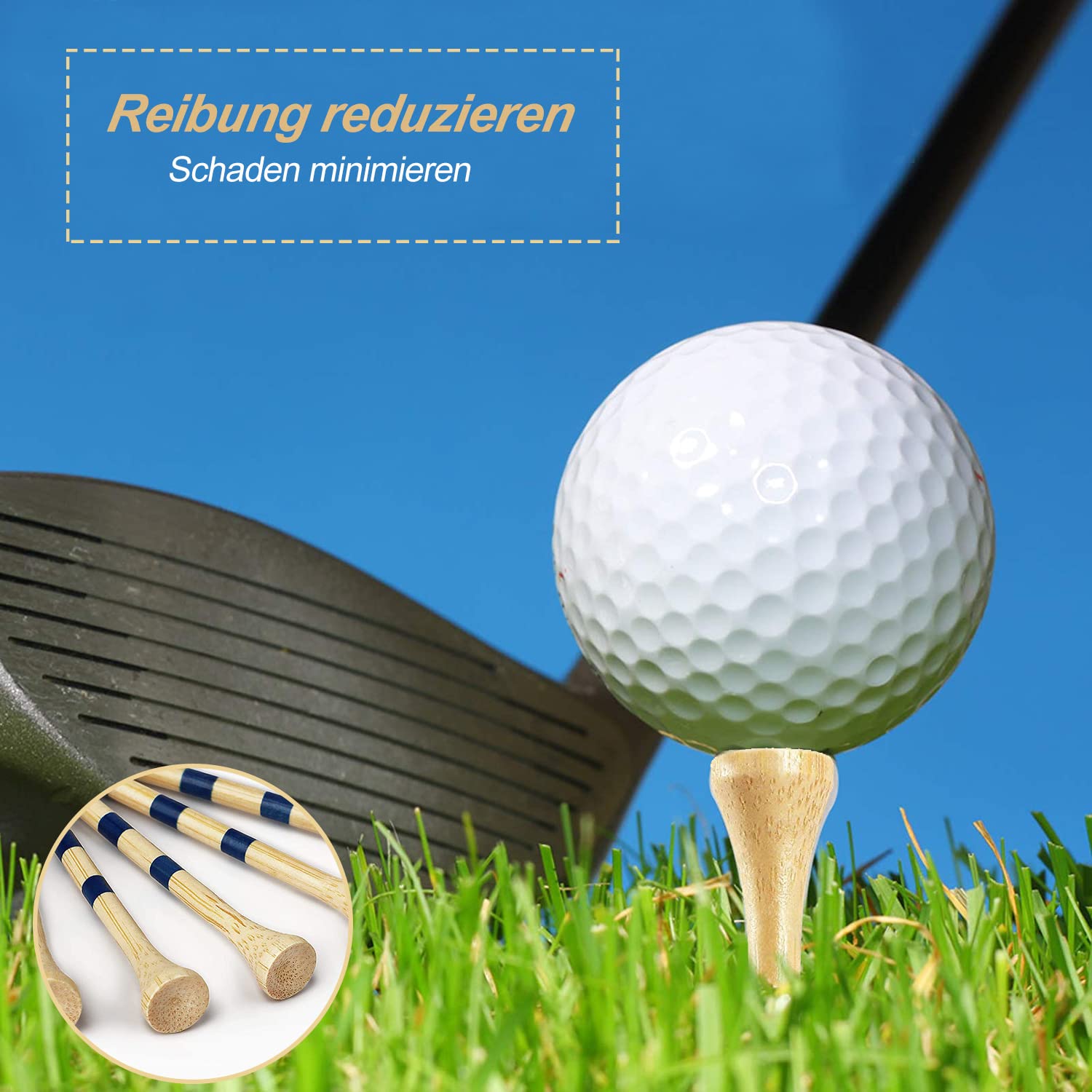 ACONDE Golf Tees - Té de golf de bambú, color amarillo
