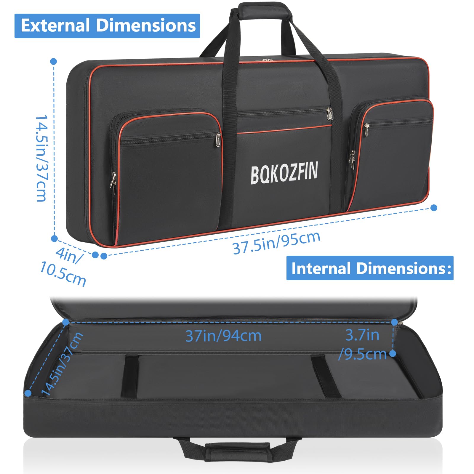 OUUTMEE 49 Key Keyboard Gig Bag, Keyboard Case, Heavy Duty 600D Oxford Piano Case with 10mm Padding - Image 3