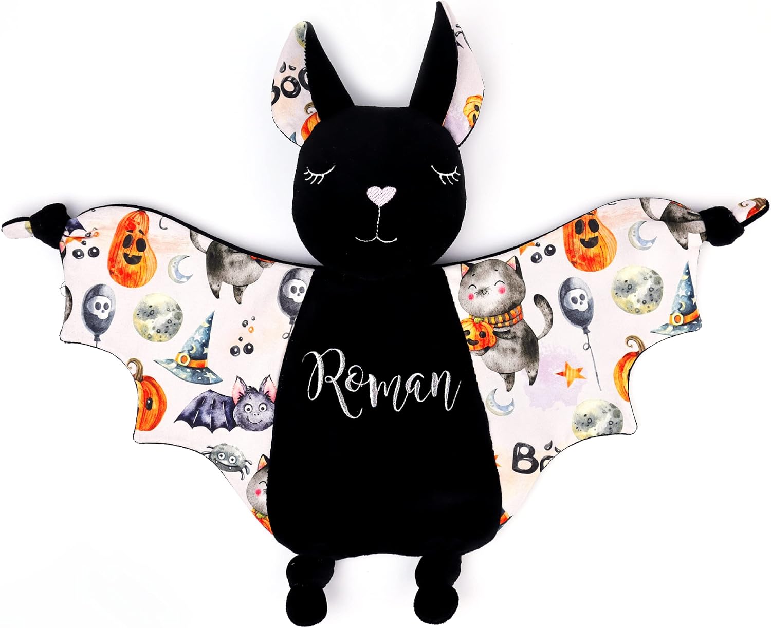 Halloween Baby Shower Stuff Bat Plush Security Blanket Baby First Halloween Gift Basket Stuffer (Personalized)