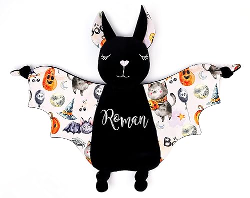 Miniatura 4 de Halloween Baby Shower Stuff Bat Plush Security Blanket Baby First Halloween Gift Basket Stuffer (Personalized)