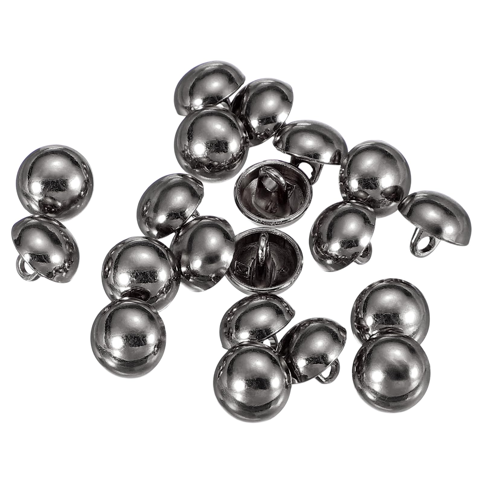 sourcing map 20pcs Half-Domed Metal Sewing Buttons, 10mm / 0.39" Half Round Mushroom Pearl Cap Metal Buttons with Shank for Blazer Suit Coat Jacket Cloth Garment Decoration, Black