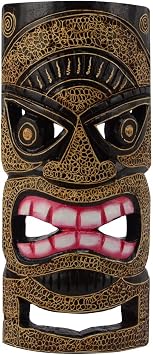 TG,LLC Tiki Head Protector Mask Wood Totem 3D Statue Wall Hanging