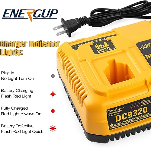 Miniatura 4 de Energup Cargador de doble puerto DC9320 para baterías Dewalt 18V 14.4V 7.2V XRP para Dewalt NI-CD NI-MH batería DC9096 DC9098 DC9099 DE9057 DW9096