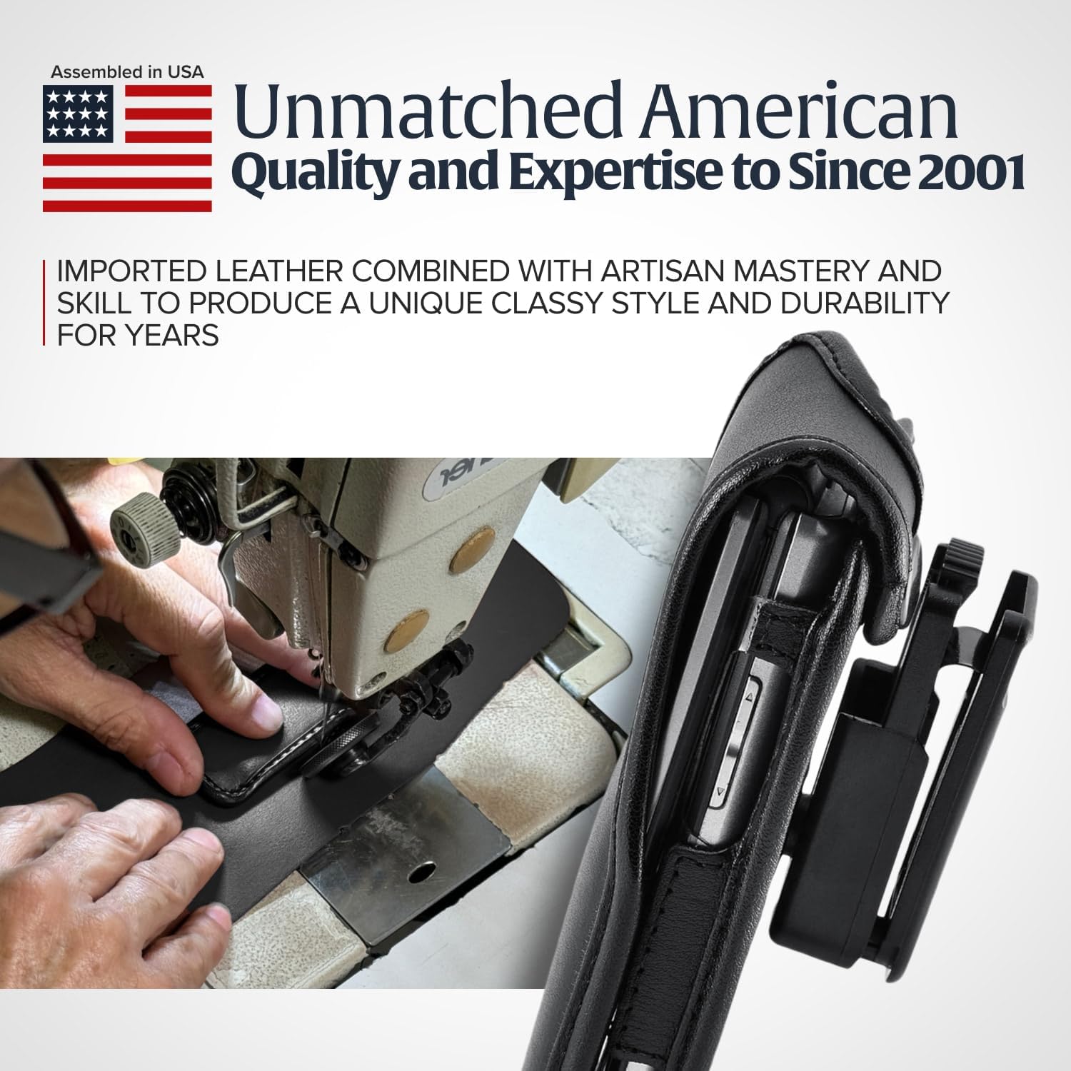 Turtleback Fitted Flip Phone Premium Case Designed for LG Exalt LTE VN220 4G – Heavy-Duty Black Leather Phone Holster with Ratcheting, Removable Plastic Belt Clip