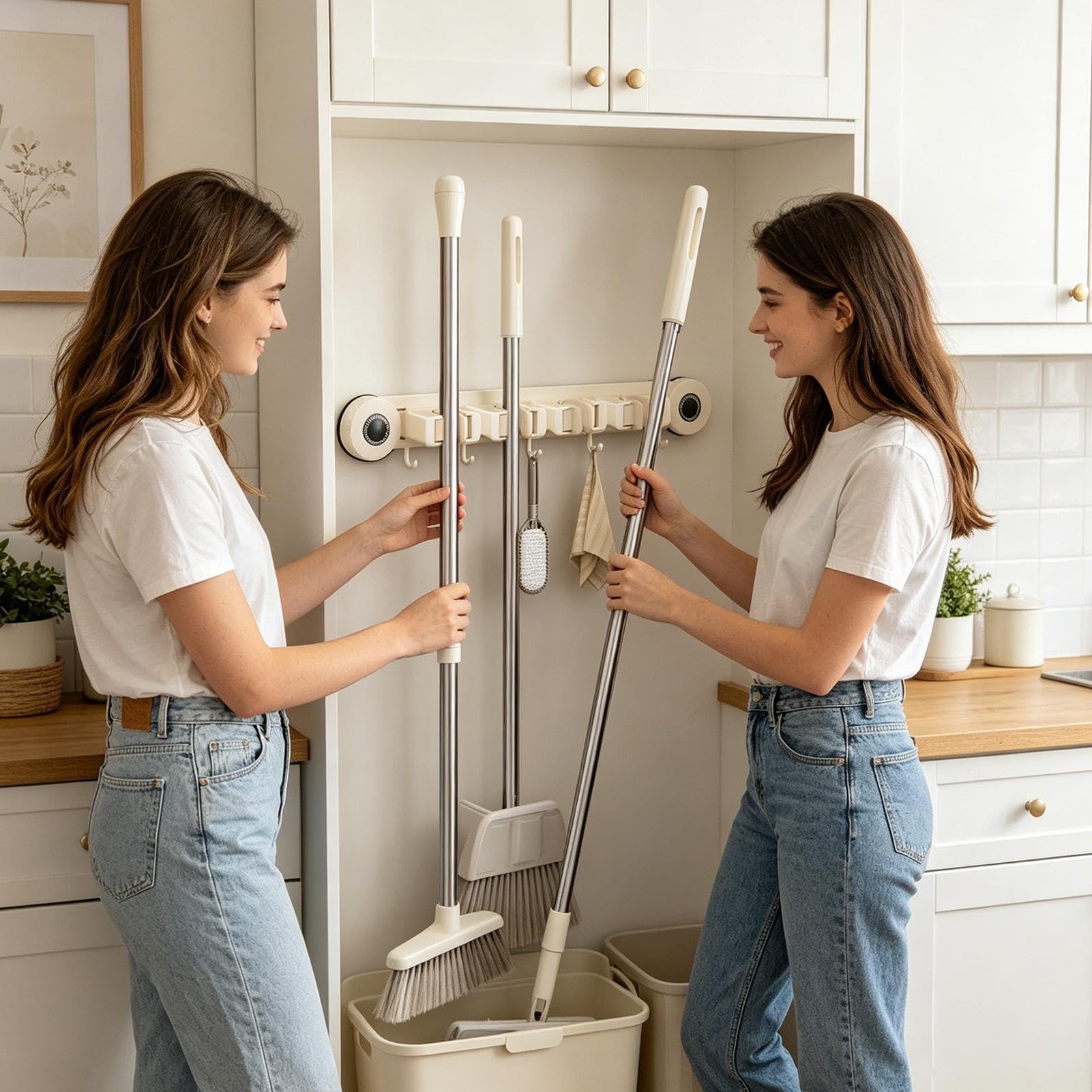Porta Scope E Resistenti Supporti Multiuso Con Impieghi Pesanti | Supporti Per Attrezzi Da Pulizia Domestica Per Dormitorio Ufficio Appartamento Camera Da Soggiorno Bagno