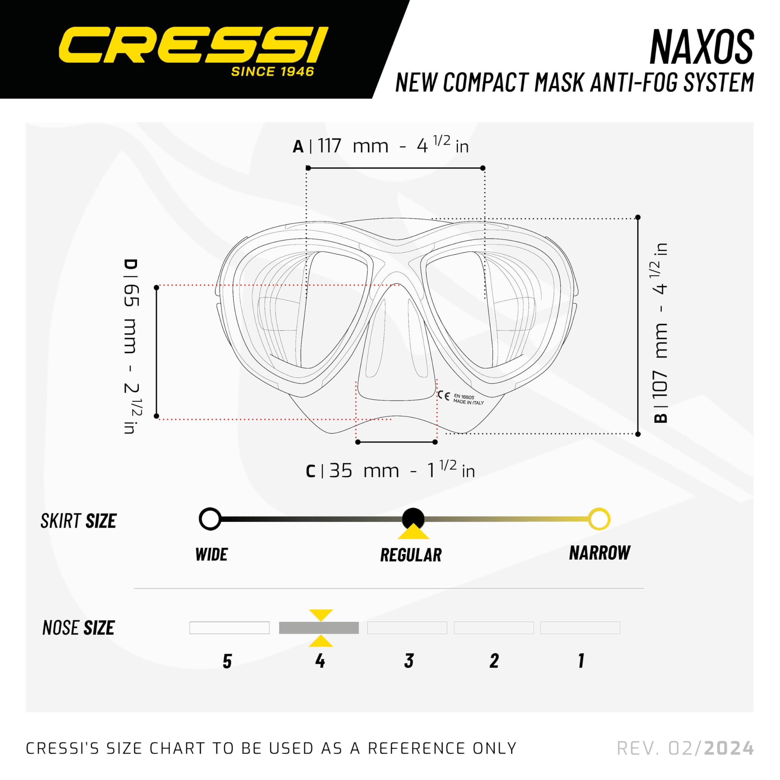 Cressi Naxos Mask Máscara de Buceo con Sistema antivaho, Unisex Adulto