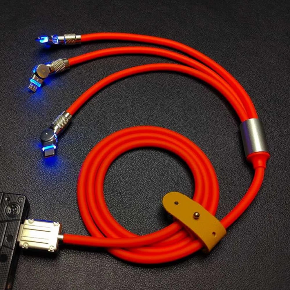 Multi 3-in-1 Universal USB Charging Cable 180°Rotation 120w Fast Charge Silicone Unbreakable Data Cables with LED Indicator Flexible Lightning+Type C+Micro USB Rotary Connector (1.2 Meter Length) (B0DC5KBDGW) Amazon Price History, Amazon Price Tracker