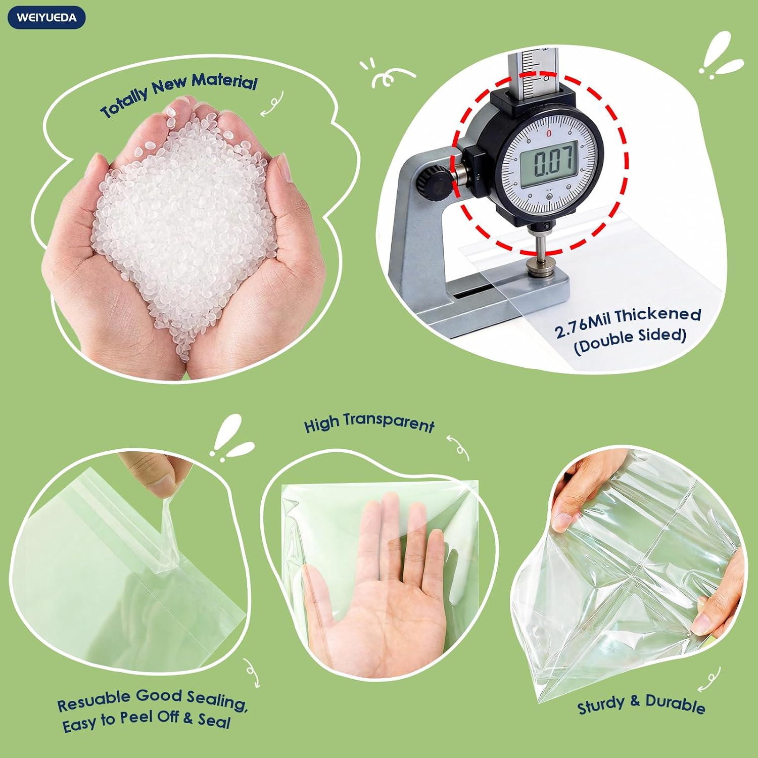 Clear Self-sealing Cellophane Bags, 2x3 inches 200 Counts, Small Plastic Bags, Mini Sealable Bags for Jewelry, Treats, Gifts & Crafts
