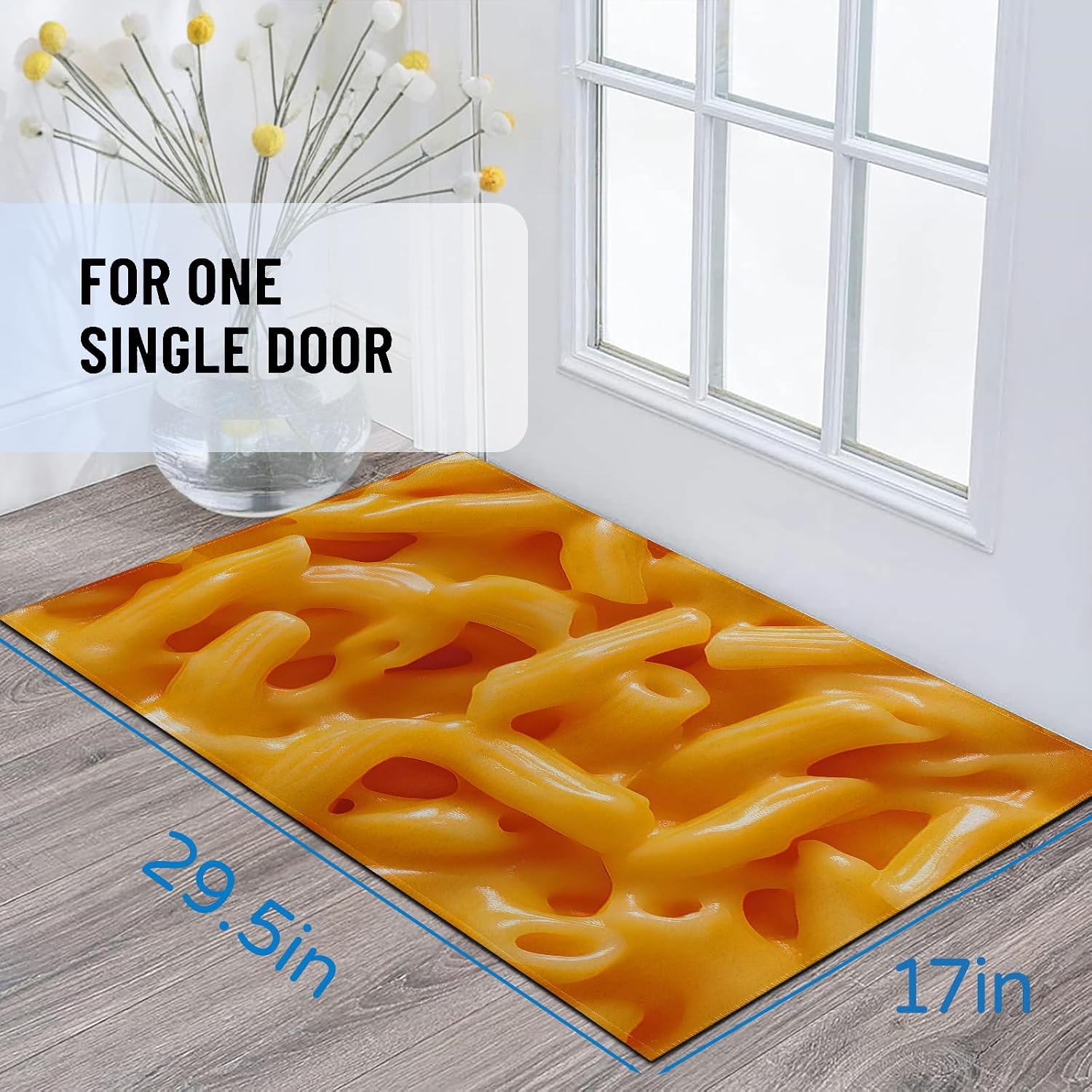 Mac and Cheese Indoor Door Mat 29.5x17in,Non Slip Backing Realistic Pasta Food Floor Mats,Non Woven Entryway Rug,Welcome Rugs Decor,for Entrance Inside Porch Kitchen,Practical Doormats Gifts