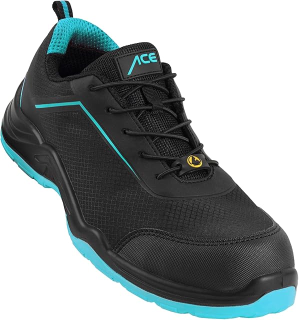 ACE Sapphire S1-P Buty robocze - z plastikową osłoną palców - obuwie ochronne do pracy - czarne/niebieskie