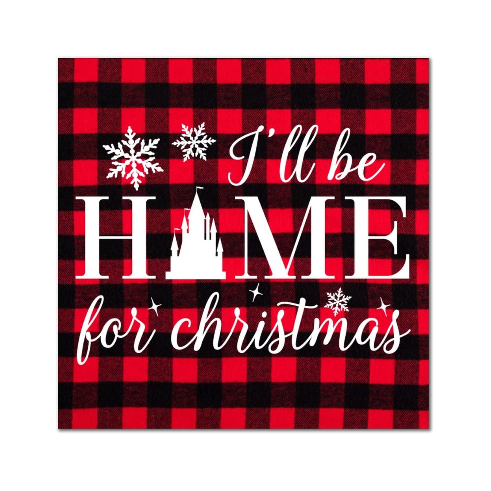 Plaque murale en bois Ill Be Home for Christmas pour porche et entrée rustique