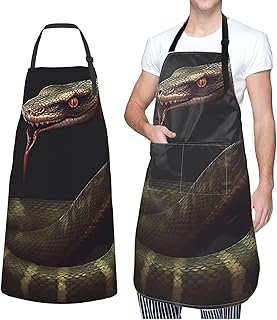 GFLFMXZW Apron for Women Men Waterpoof Aprons Snake Adjustable Bib Work Aprons for Dishwashing