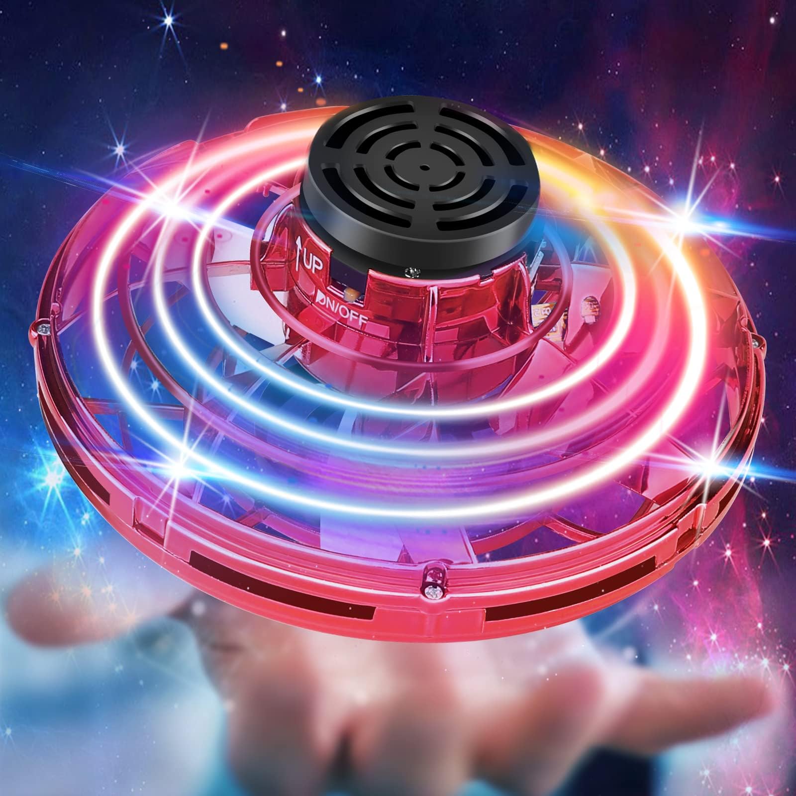 Flying Spinner Mini Drones for Kids, Magic LED Lights Flying Fidget Spinner, Hand Operated UFO Drone with 360° Rotating for Boys Girls Adult Gift UFO Flying Ball for Birthday Christmas Outdoor Indoor
