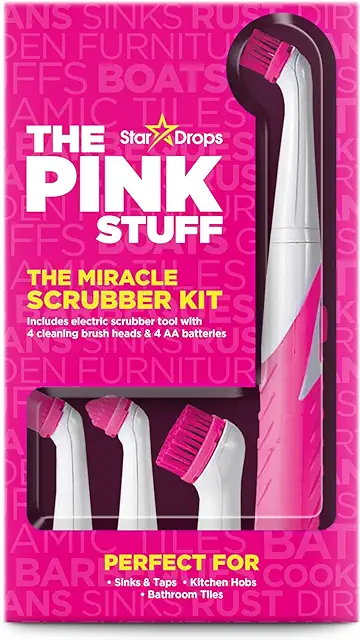 The Pink Stuff Sonic Scrubber Set - 4 Cleaning Brushes for Effortless Cleaning