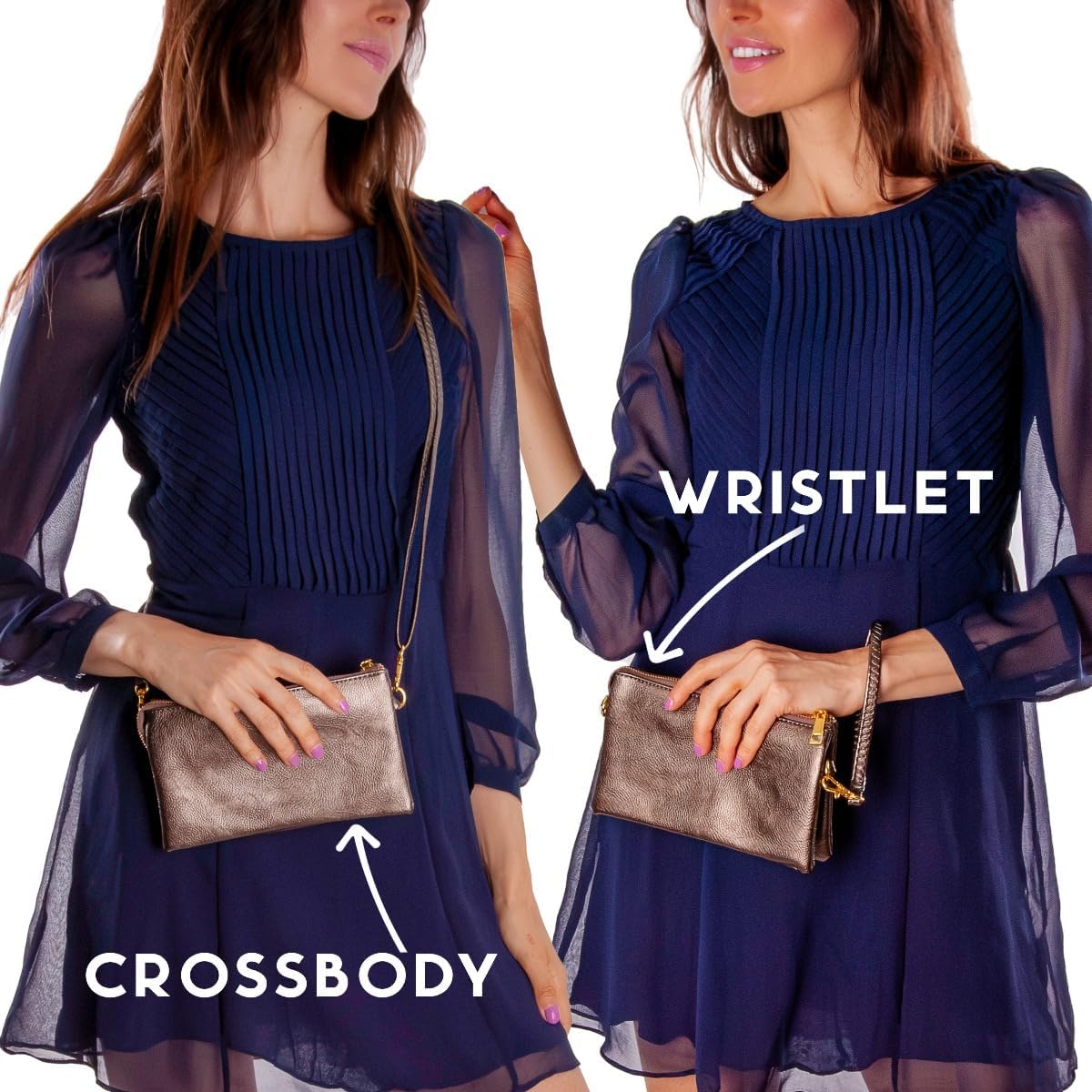 Humble Chic NY Vegan Leather Wristlet Purse for Women - Small Clutch Purse with Shoulder and Wrist Straps - Image 2