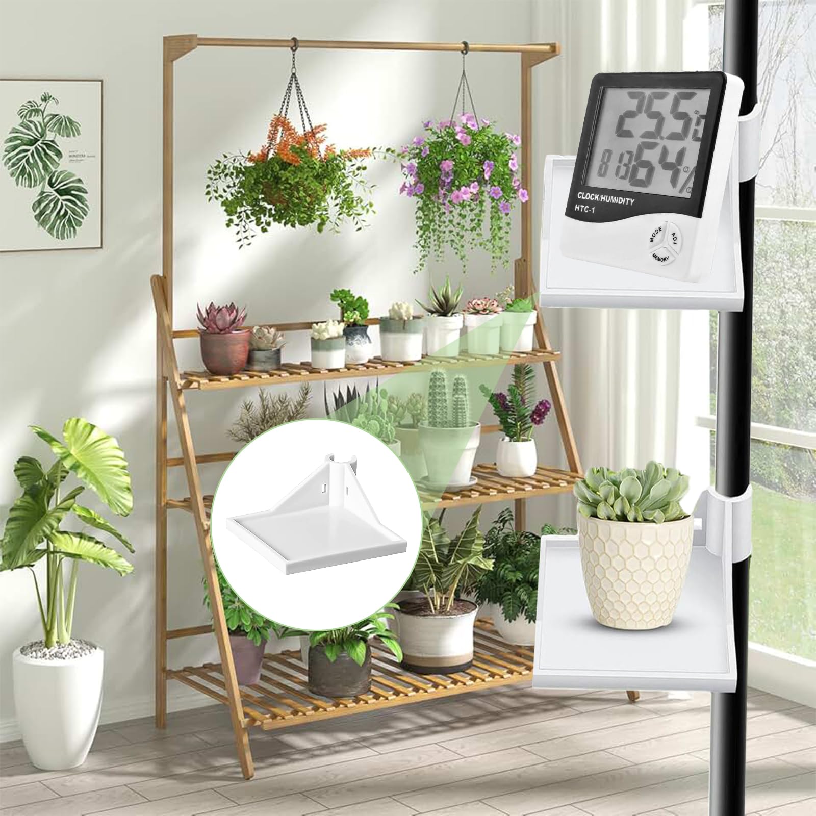 Accesorios para Tienda de Cultivo, 4 Pieza Estantes de Esquina para Tienda de Crecimiento, 8,9 x 8,9cm Accesorios Versátiles para Tienda de Cultivo, para Postes de Tienda de 16mm, Blanco(Reutilizable)