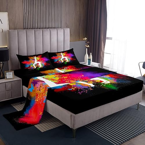 Miniatura 3 de Sábana bajera ajustable de gimnasia de tamaño matrimonial, juego de ropa de cama para niñas y mujeres, juego de sábanas para decoración de
