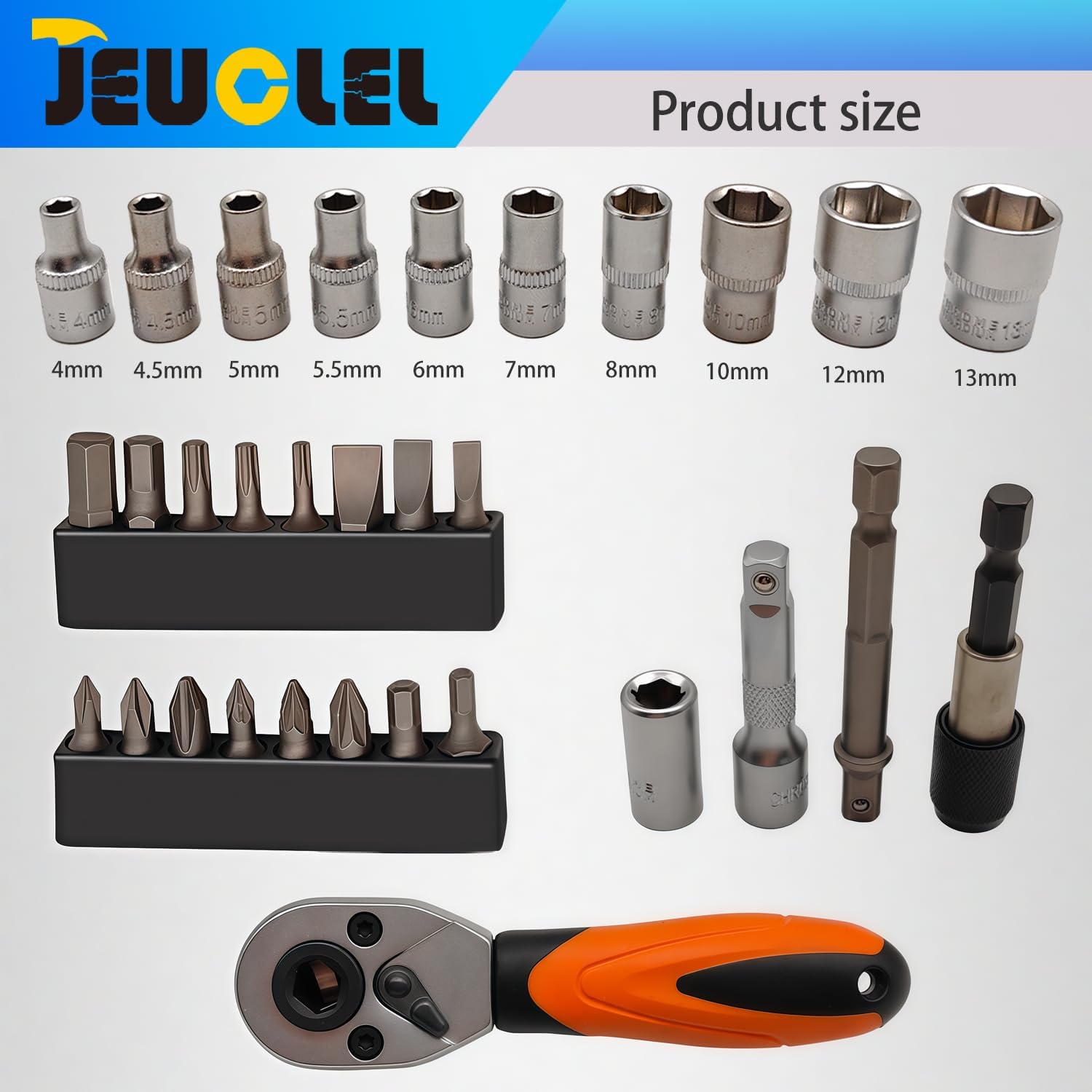 31PCS 1/4" Drive Mini Ratchet Set with 6 point sockets, Torx, Phillips, Hex, Flat Heads and extension, 72 Tooth Quick Release Head Mini Ratchet Wrench Screwdriver Bits Kit for Tight Spaces