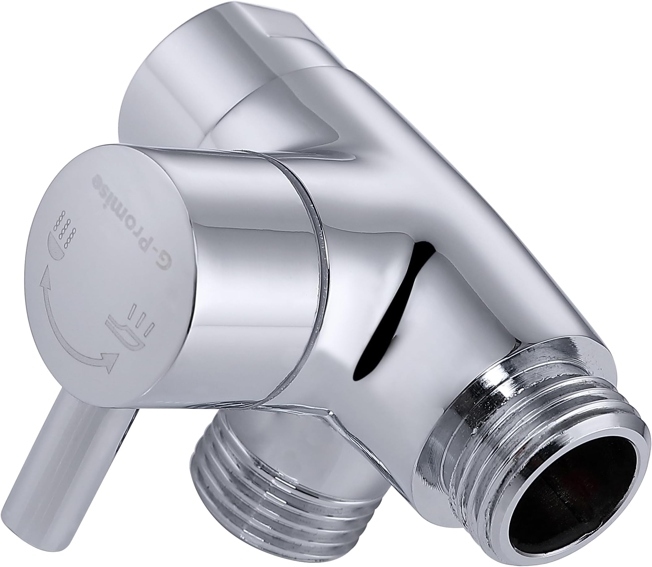 G-Promise Solid Metal Shower Arm Diverter for Hand Held Showerhead and Fixed Spray Head, G 1/2 3-Way Bathroom Universal Diverter System Replacement Part (Chrome)