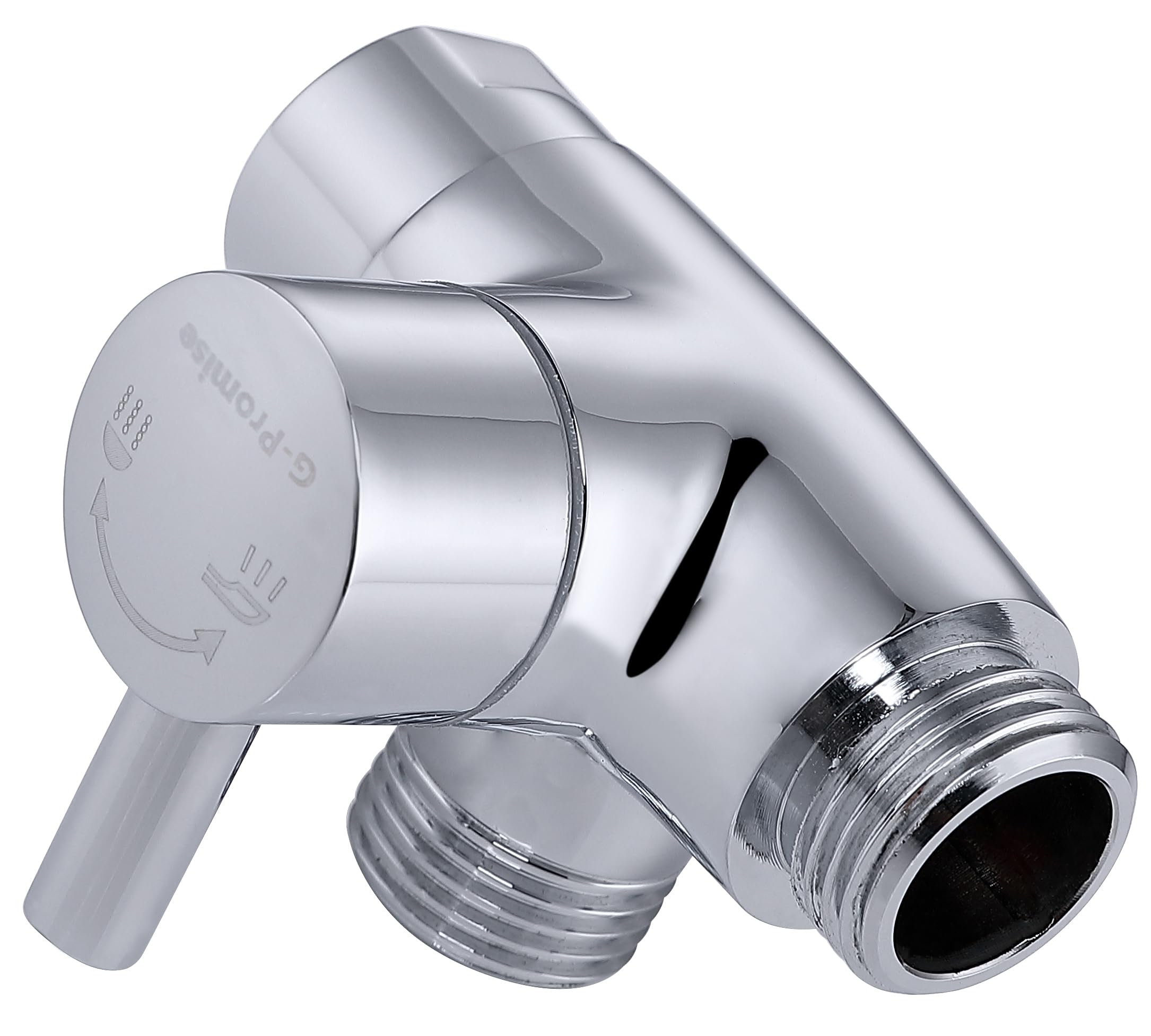 G-Promise Solid Metal Shower Arm Diverter for Hand Held Showerhead and Fixed Spray Head, G 1/2 3-Way Bathroom Universal Diverter System Replacement Part (Chrome)