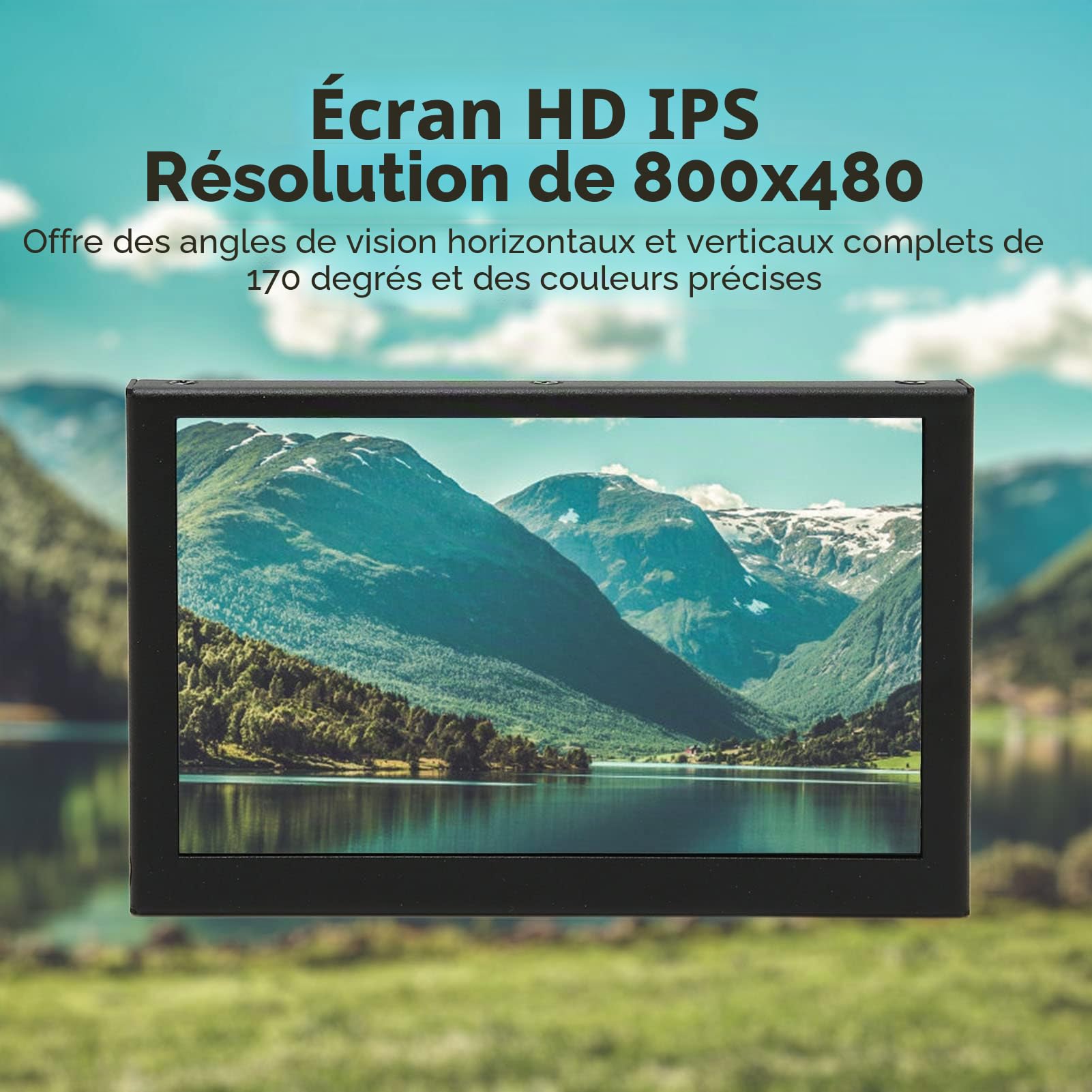 Moniteur 5 Pouces IPS HDMI, Coque en Métal 800x480 Mini écran LCD Moniteur D'affichage Portable pour RPi, pour Ubuntu, pour Retro Pi, pour Debian, pour Kali