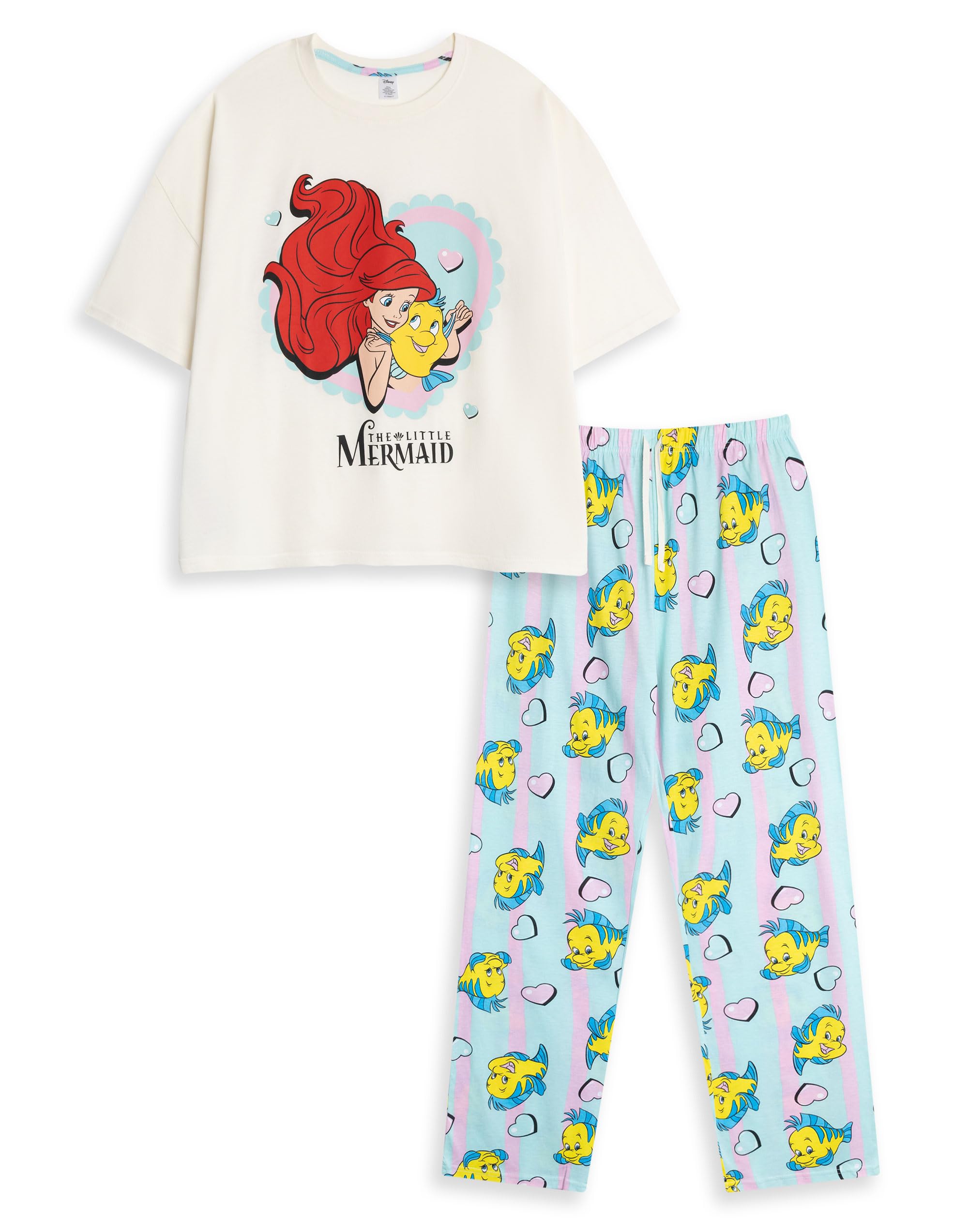 Vanilla Underground Disney Womens Beige The Little Mermaid Short Sleeve Long Leg Pyjama Set (Small) from B&Q