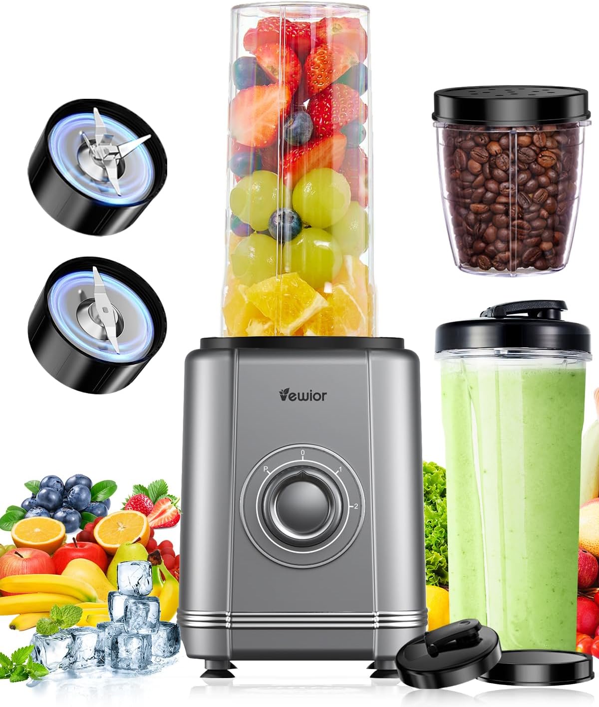 VEWIORBlender for Smoothies and Smoothies, 9 Pieces Personal Blenders for Kitchen, PB-005