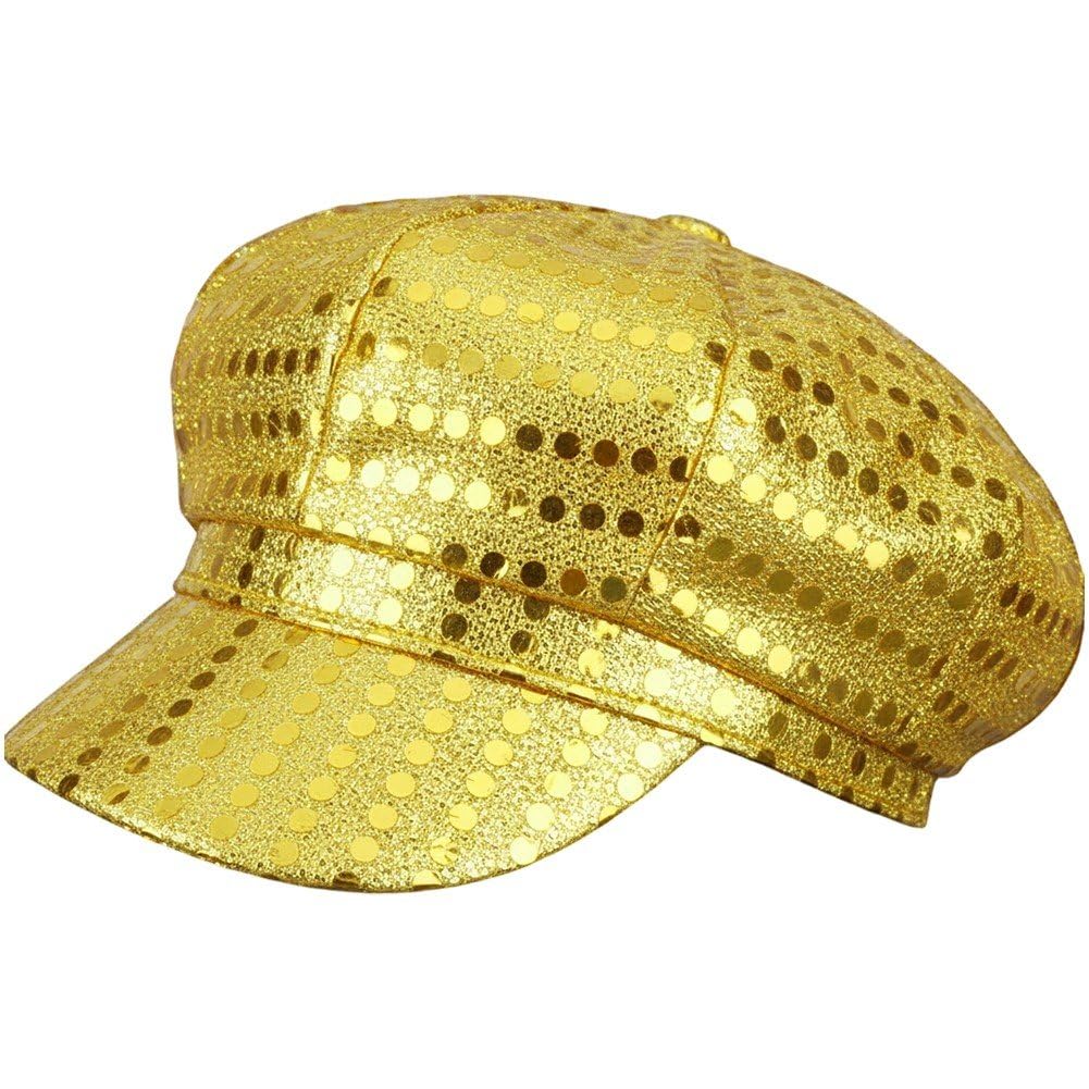 Wudaizhi 70s Sequins Hat Abba Hat for Women, Glitter Party Hats,Abba Fancy Dress Costume Accessories for Cosplay Retro Party Hen Parties Night