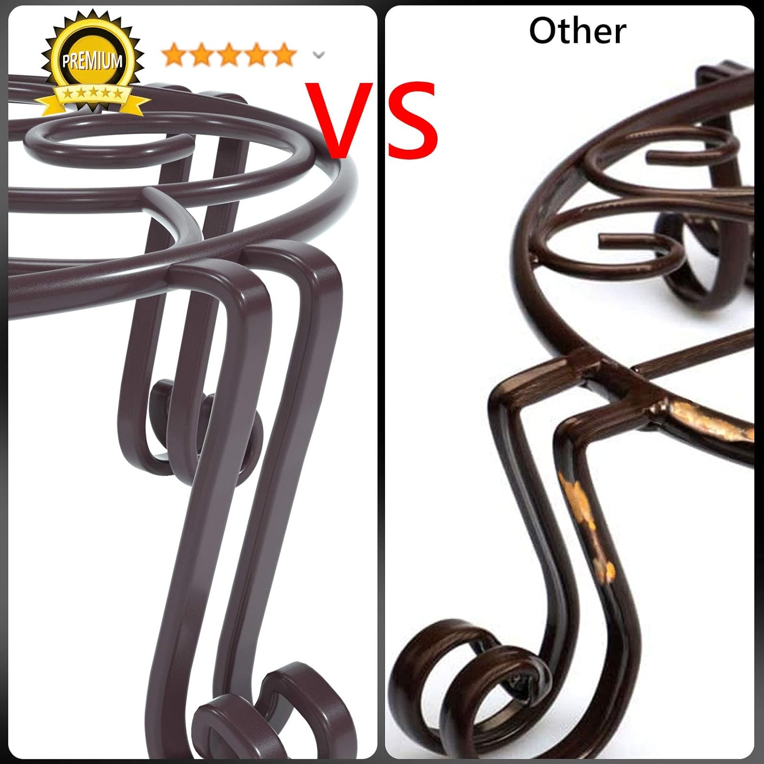 Yimobra Tall Plant Stand Outdoor, Metal Planter Stands for Indoor Plants, 11.8x6 Inches Heavy Duty Pots Holder, Garden Container Rack, Large Wrought Iron Pumpkin Stand, Bronze/Brown