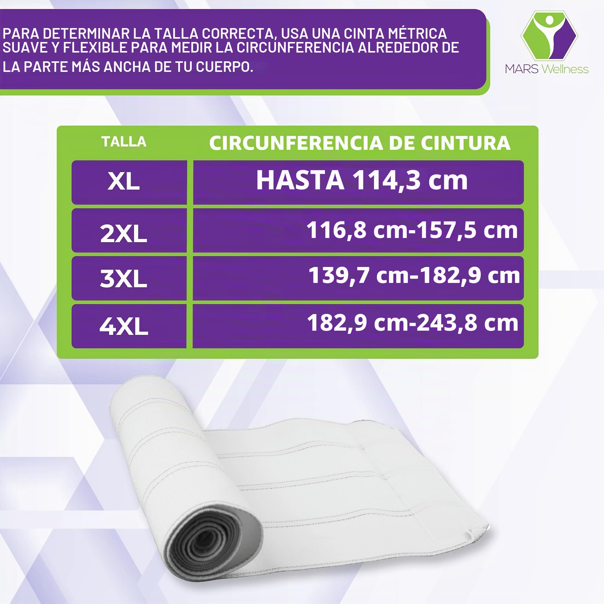 MARS WELLNESS Faja abdominal bariátrica de tamaño grande de 12 pulgadas, 4 secciones/panel, faja bariátrica para hombres o mujeres, se adapta a tamaños de cintura de 55 a 72 pulgadas