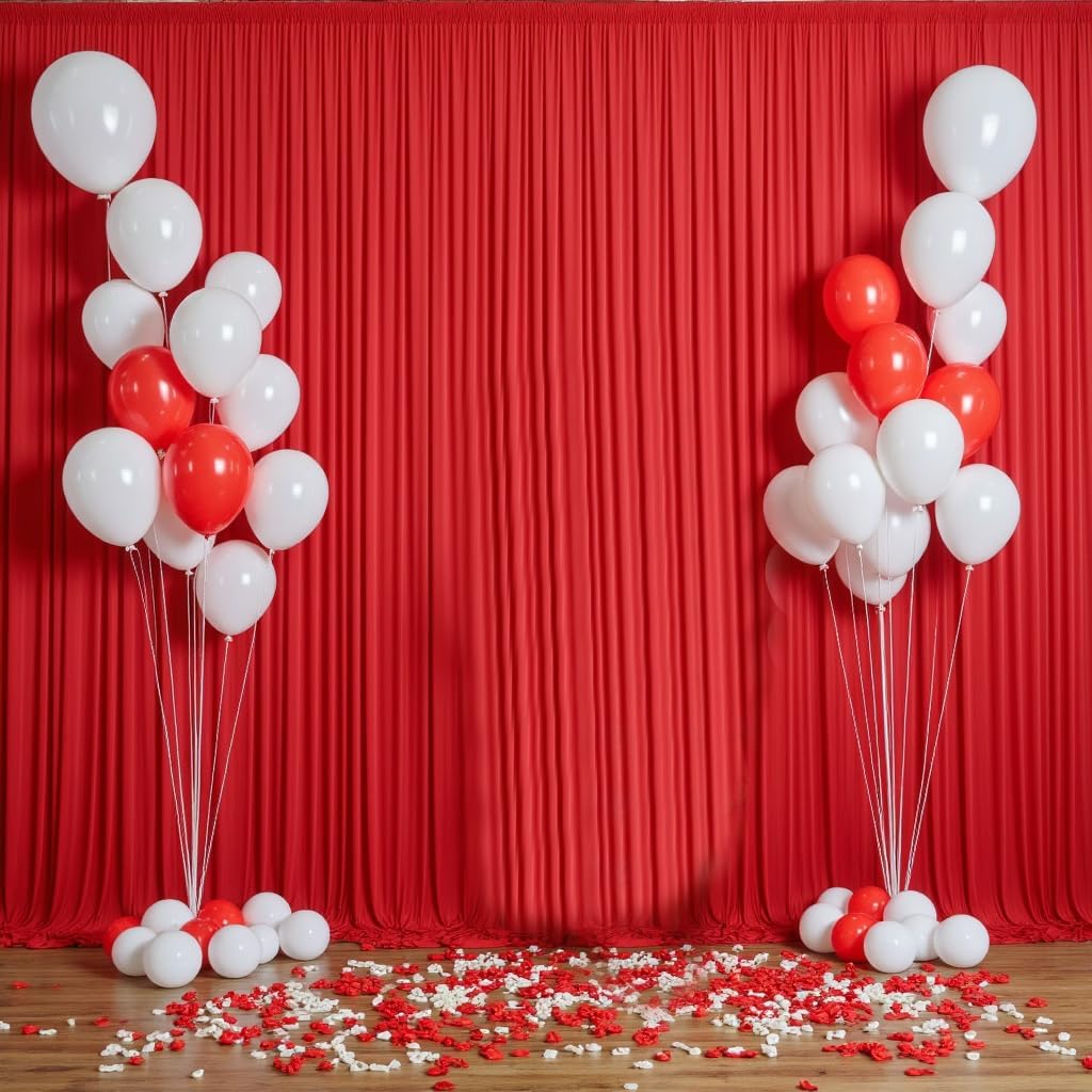 Amazon.com : Wrinkle Free Red Backdrop Curtains for Party Background ...