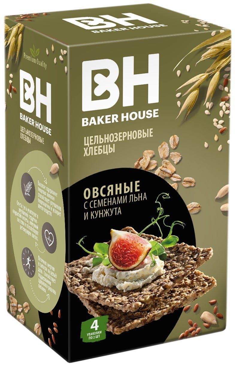 BAKER HOUSE Wholegrain Crispbreads "OATMEAL" With Flack Seed and Sesame "SCANDINAVIAN"