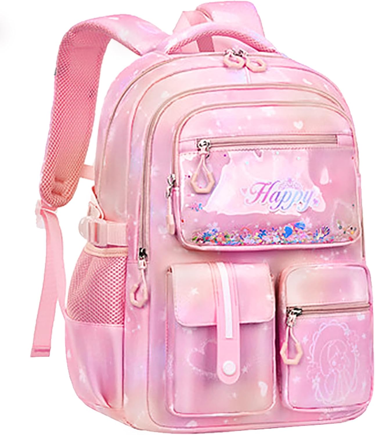MCWTH Checkered Backpack for Teen Girls, Kawaii Cute Kids Elementary Student School Backpacks (Bow Pink)