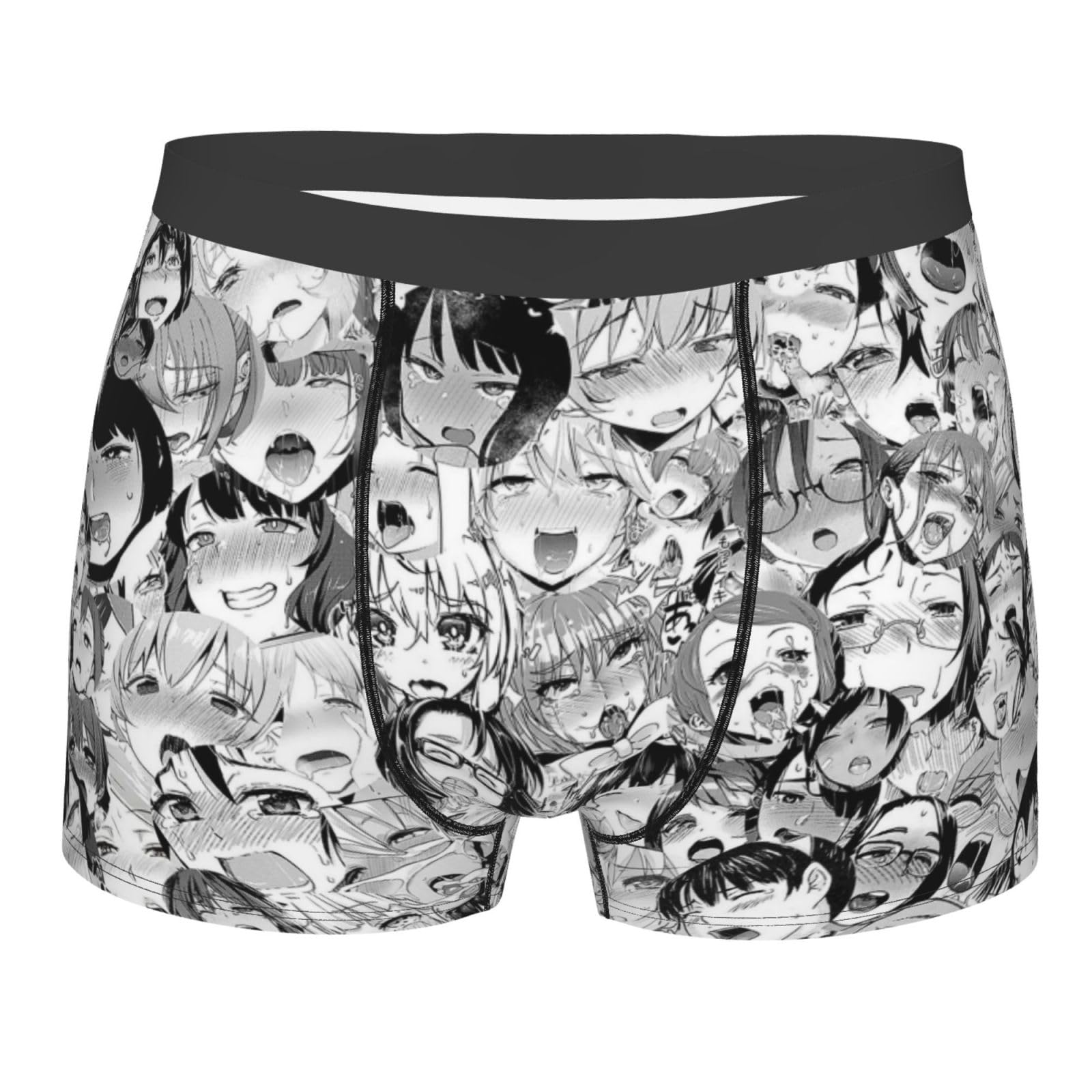Zorin Men's Black Boxer Briefs Japan Ahegao Anime Face Breathable Underwear