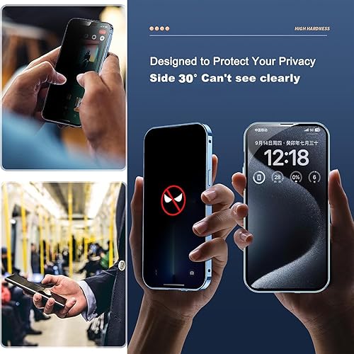 Miniatura 3 de Funda de privacidad magnética de titanio para iPhone 15 Pro Max, absorción magnética antiespías, carcasa de vidrio templado de doble cara, protector