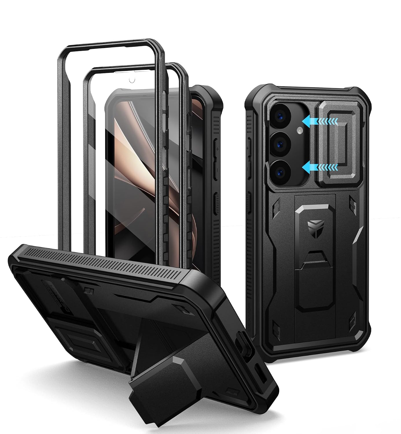 Dexnor for Samsung Galaxy S25 Case with Built-in Slide Camera Cover & Screen Protector & Kickstand, Heavy-Duty Shockproof ...
