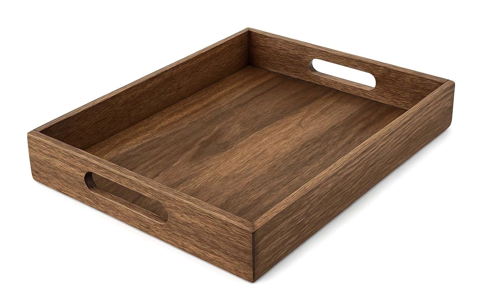 Rustic Wooden Serving Tray With Handles Breakfast Food Tea Coffee Rectangle Tray