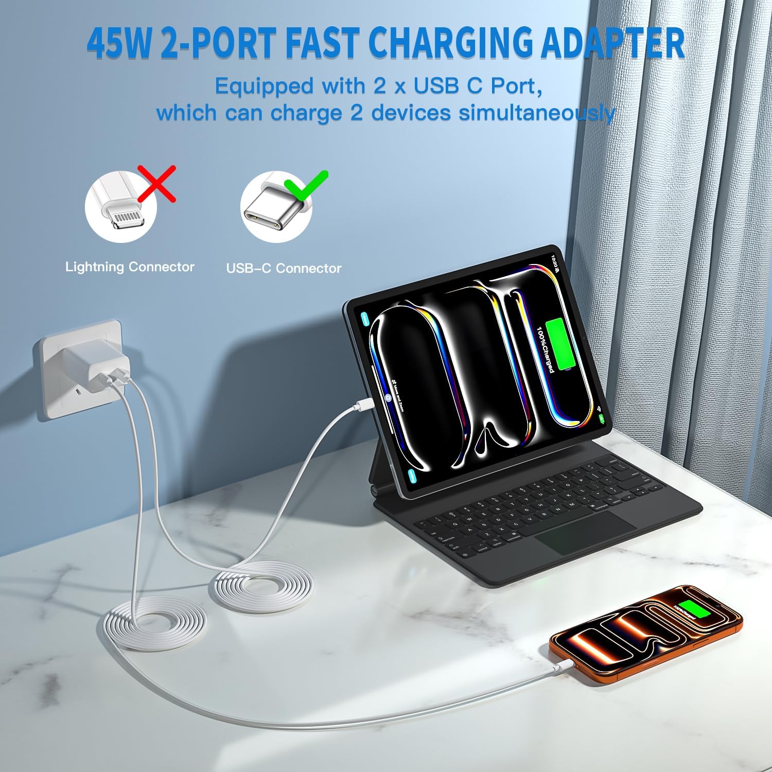45W Apple 17 16 15 Fast USB C Charge Block, 2-Pack Apple Charger Plug & 10FT Long USB C Cable Cords,iPhone 17 Charger Fast Charging,Compatible with iPhone 17/16/15/Air/Pro/Pro Max/e/Plus/iPad/AirPods