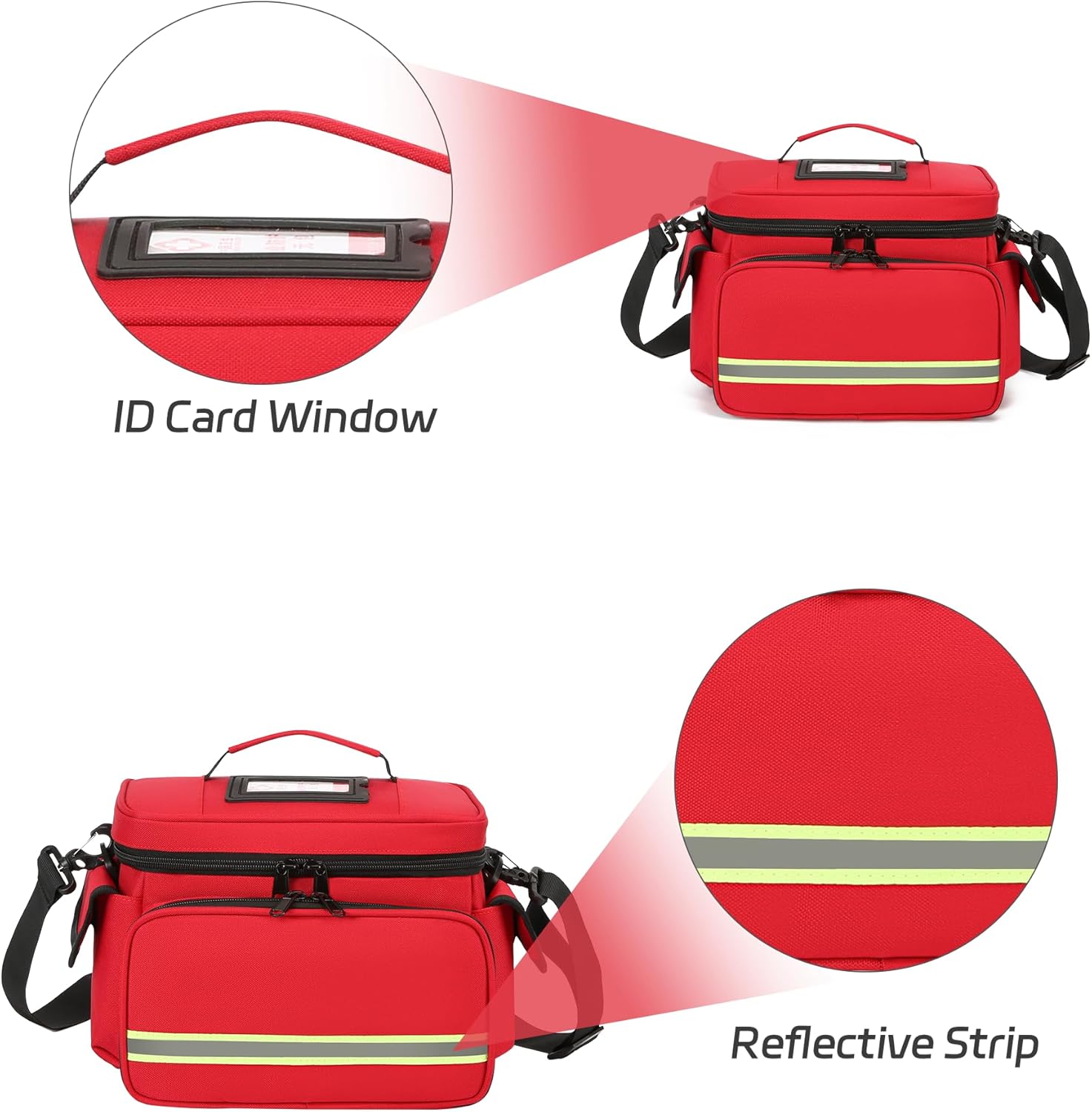 Red Medical Bag Empty First Aid Bag Home Health Nurse Bag, First Aid Storage, Medical Supplies Responder for Nursing Student,Therapist,Doctors - Image 3