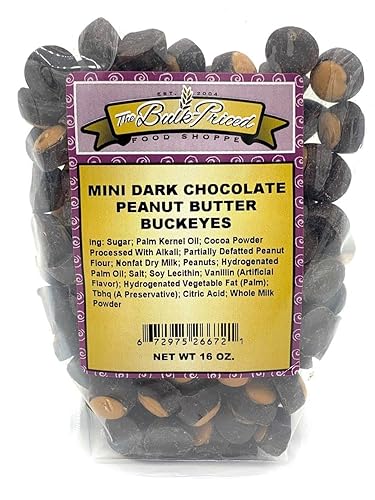 Mini Dark Chocolate Peanut Butter Buckeyes (1lb Resealable Zip Lock Stand Up Bag)