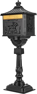 ZOTORUN Curbside Mail Manager Rustproof Cast Aluminum Locking Security and Post Mount Mailbox, Large, Black