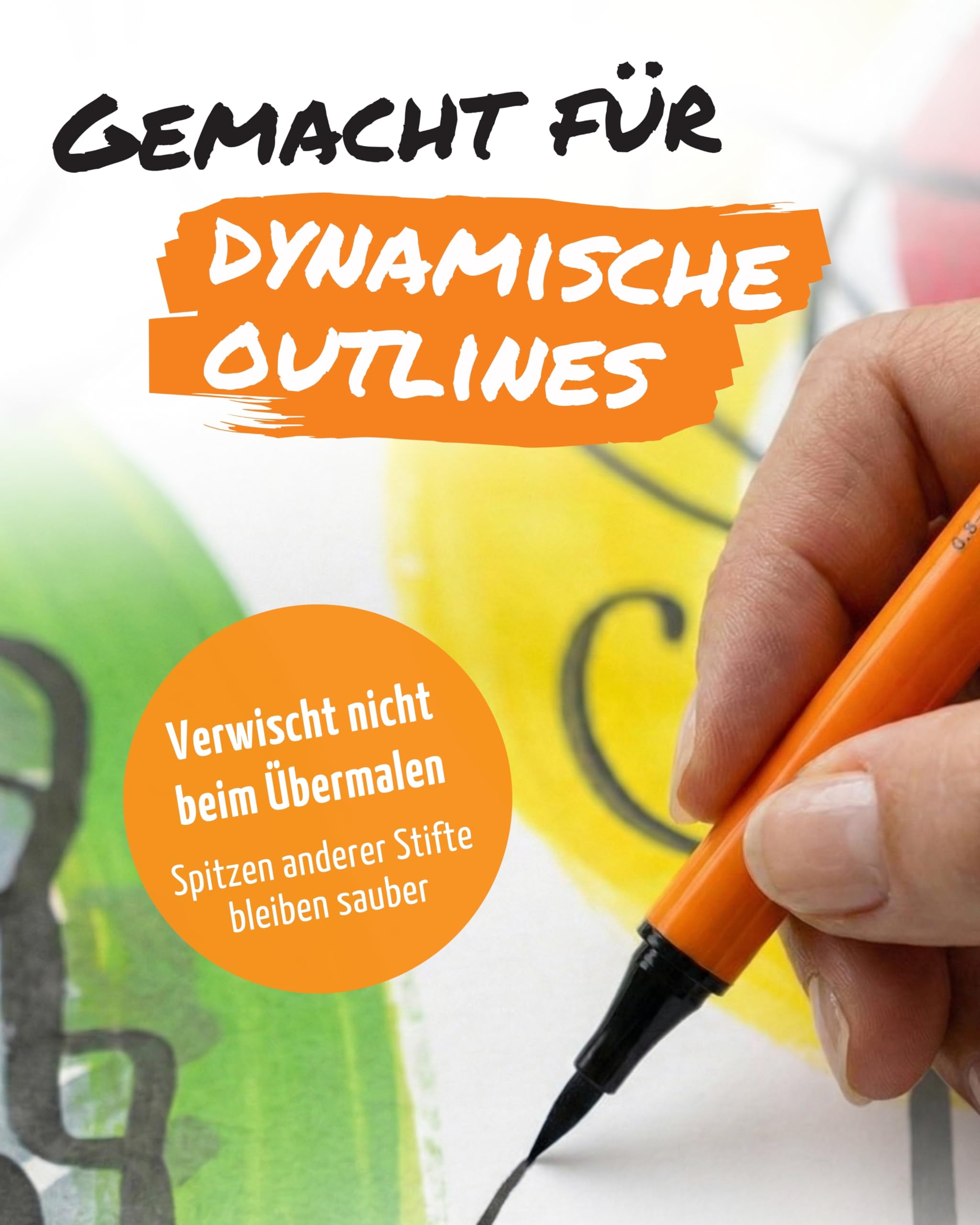Neuland Outliner-Set I 8er Mix-Set in Schwarz mit verschiedenen Spitzen I Nachfüllbare & ergonomische Permanentmarker I Ideal für sattschwarze, verwischfeste Konturen in allen Formaten
