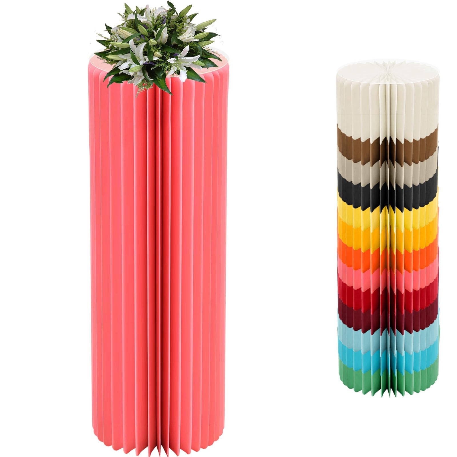 CVHfhjTG cake stand, Foldable Cardboard Cylinder Pedestal Cake Stand Multicolor 20-100cm(Light Red,H 100cm/39.4in)