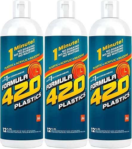 Formula420 Limpiador de silicona y plásticos de Formula 420 Limpiador de vidrio Paquete de valor más limpio A4 - Plásticos y silicona 12 onzas